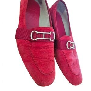 Carolina Herrera Red Flats Luxurious Suede Loafers
